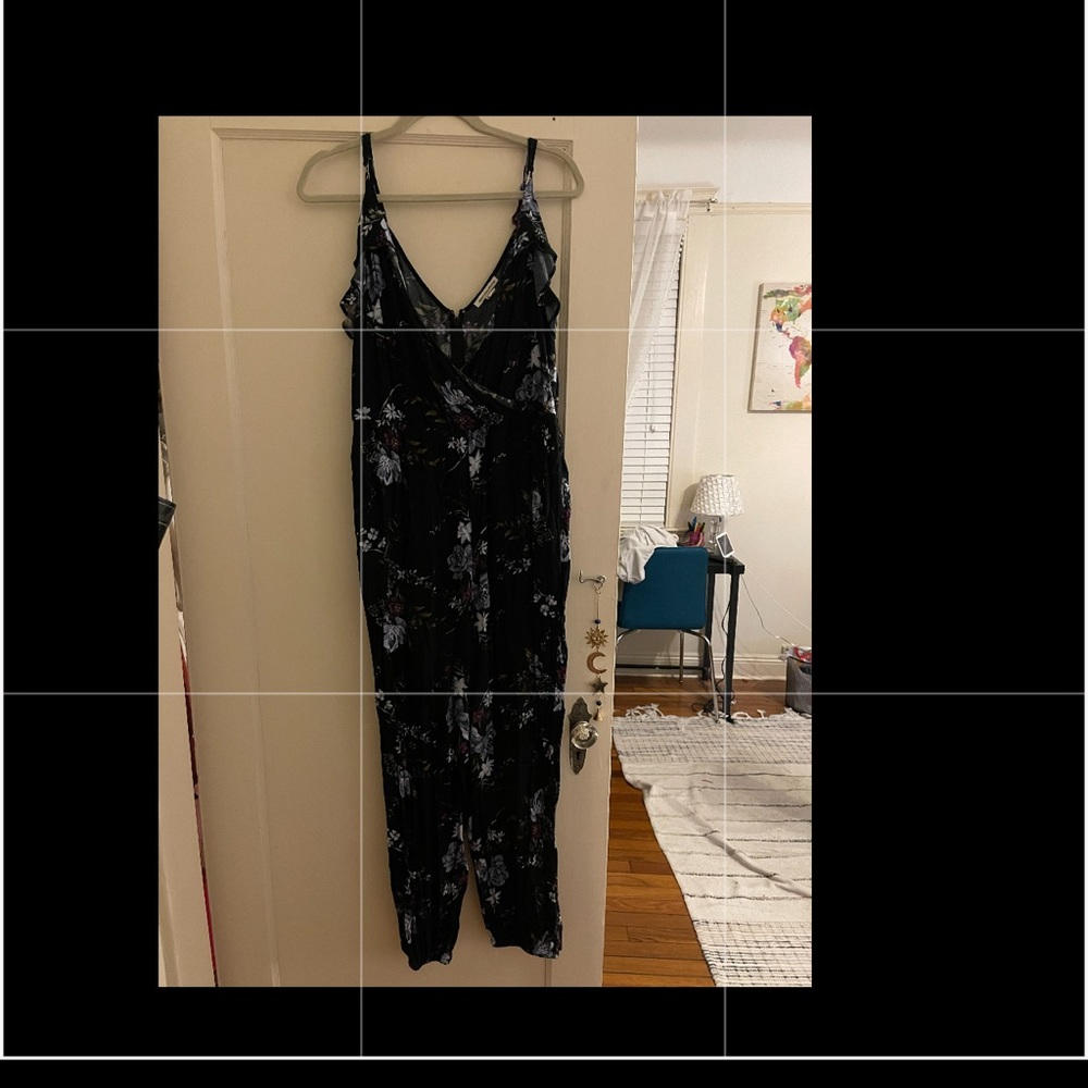 Black and Blue Flower Jumpsuit